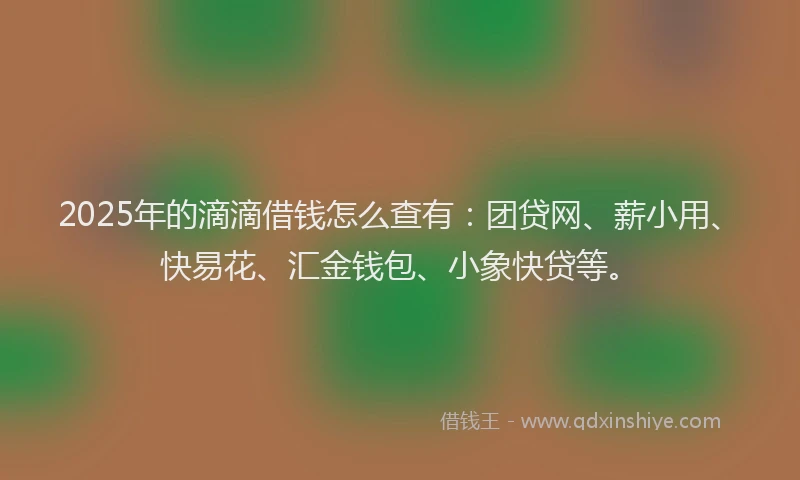 2025年的滴滴借钱怎么查有：团贷网、薪小用、快易花、汇金钱包、小象快贷等。