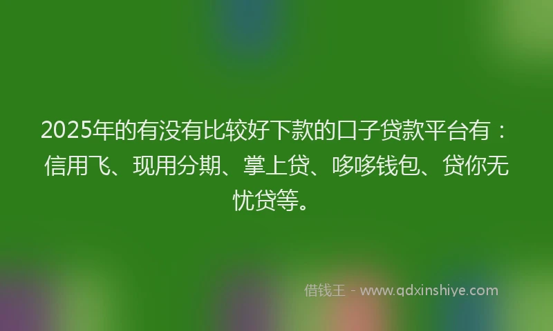 2025年的有没有比较好下款的口子贷款平台有：信用飞、现用分期、掌上贷、哆哆钱包、贷你无忧贷等。