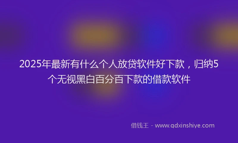 2025年最新有什么个人放贷软件好下款，归纳5个无视黑白百分百下款的借款软件