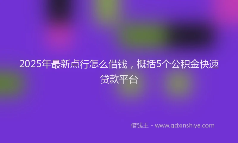 2025年最新点行怎么借钱，概括5个公积金快速贷款平台
