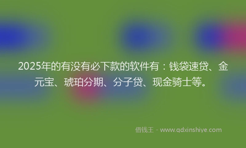 2025年的有没有必下款的软件有：钱袋速贷、金元宝、琥珀分期、分子贷、现金骑士等。