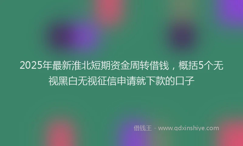 2025年最新淮北短期资金周转借钱，概括5个无视黑白无视征信申请就下款的口子