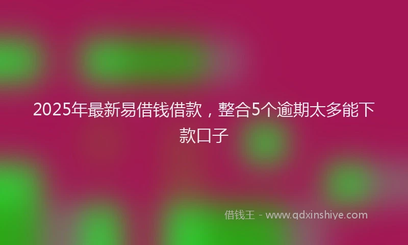 2025年最新易借钱借款，整合5个逾期太多能下款口子