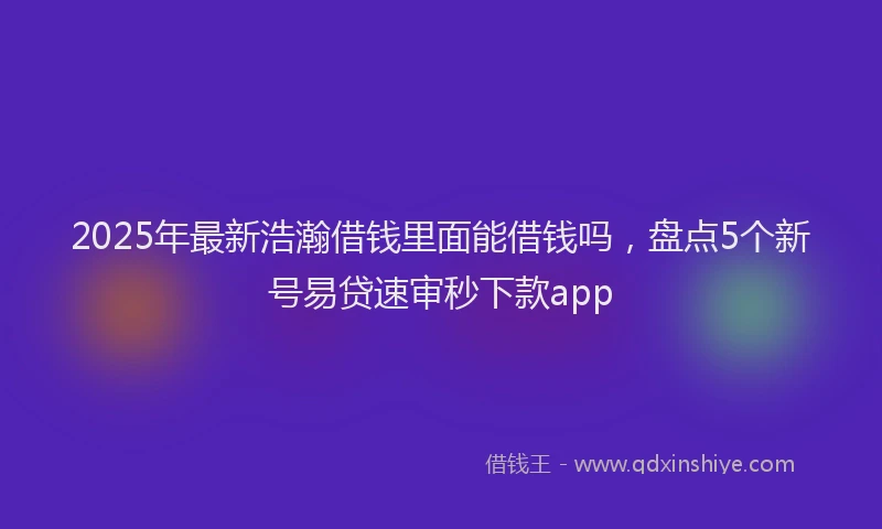 2025年最新浩瀚借钱里面能借钱吗，盘点5个新号易贷速审秒下款app