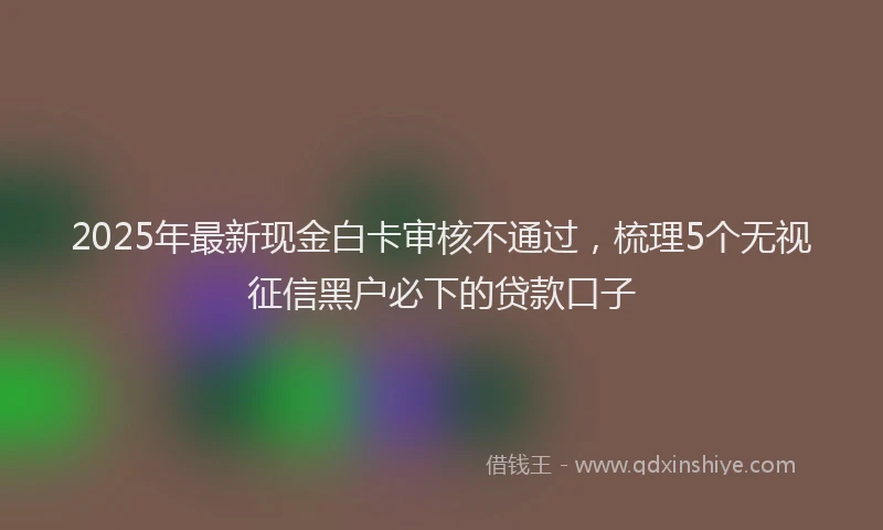 2025年最新现金白卡审核不通过，梳理5个无视征信黑户必下的贷款口子