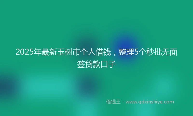 2025年最新玉树市个人借钱，整理5个秒批无面签贷款口子