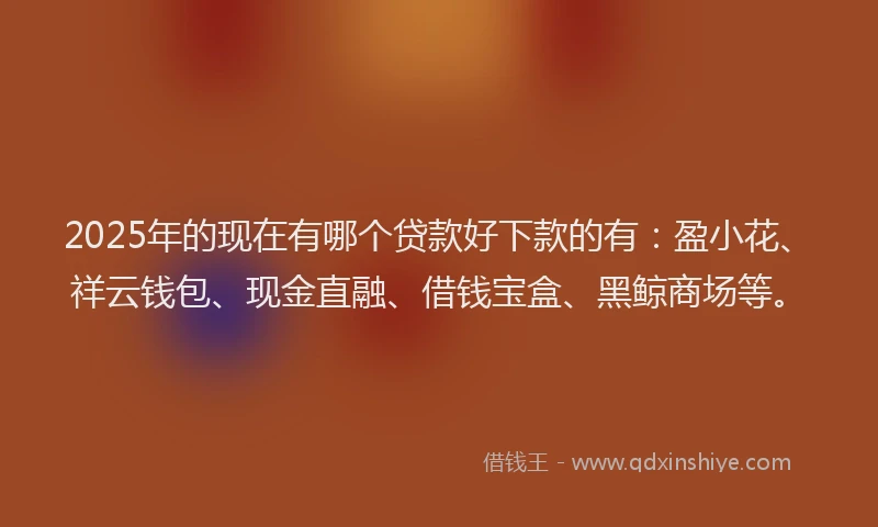 2025年的现在有哪个贷款好下款的有：盈小花、祥云钱包、现金直融、借钱宝盒、黑鲸商场等。