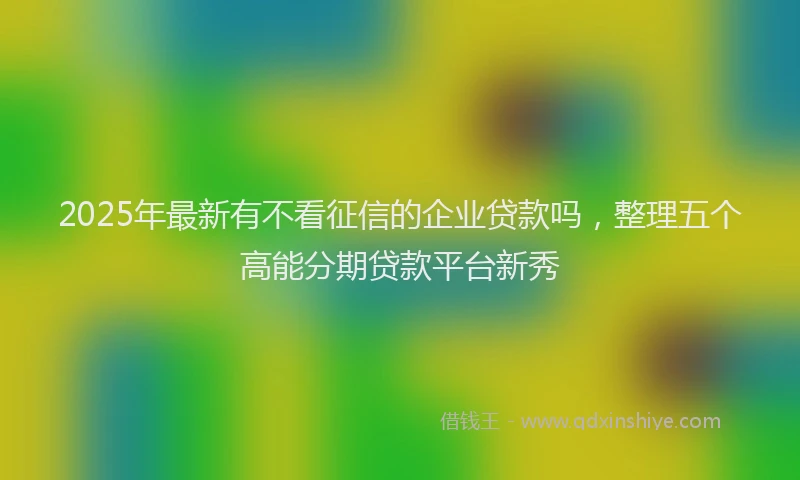 2025年最新有不看征信的企业贷款吗，整理五个高能分期贷款平台新秀