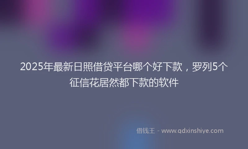 2025年最新日照借贷平台哪个好下款，罗列5个征信花居然都下款的软件