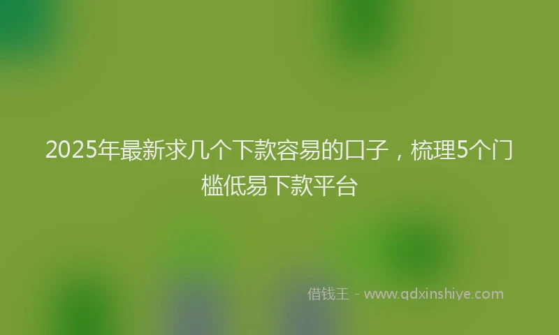 2025年最新求几个下款容易的口子，梳理5个门槛低易下款平台