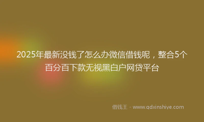 2025年最新没钱了怎么办微信借钱呢，整合5个百分百下款无视黑白户网贷平台