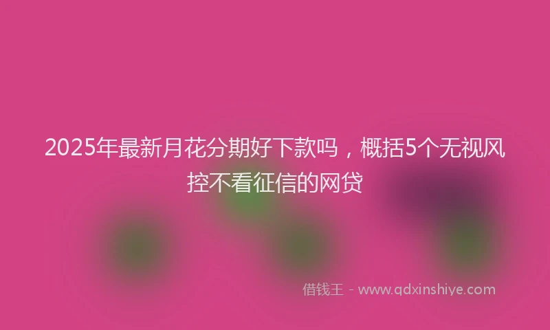 2025年最新月花分期好下款吗，概括5个无视风控不看征信的网贷