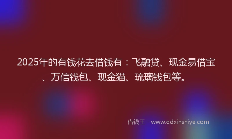 2025年的有钱花去借钱有：飞融贷、现金易借宝、万信钱包、现金猫、琉璃钱包等。