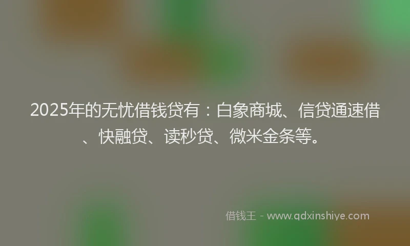 2025年的无忧借钱贷有：白象商城、信贷通速借、快融贷、读秒贷、微米金条等。