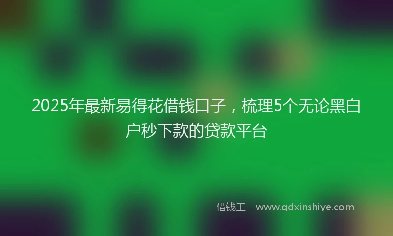 2025年最新易得花借钱口子，梳理5个无论黑白户秒下款的贷款平台