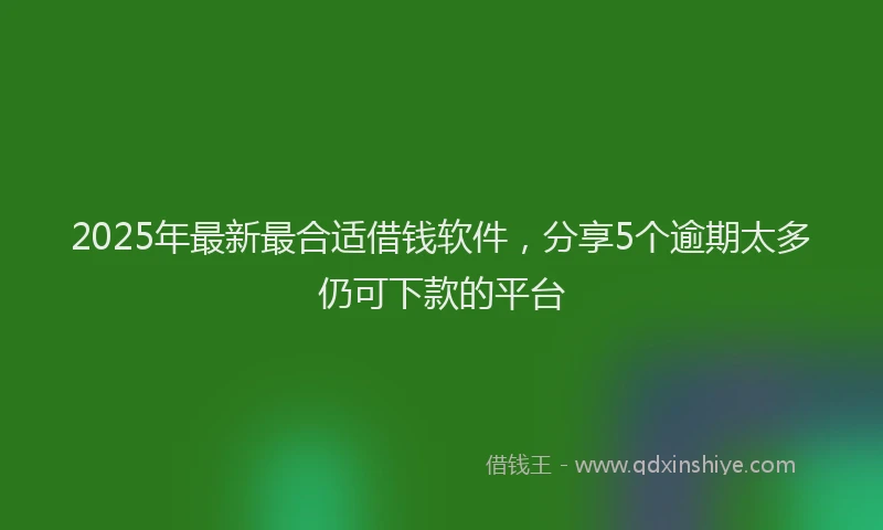 2025年最新最合适借钱软件，分享5个逾期太多仍可下款的平台