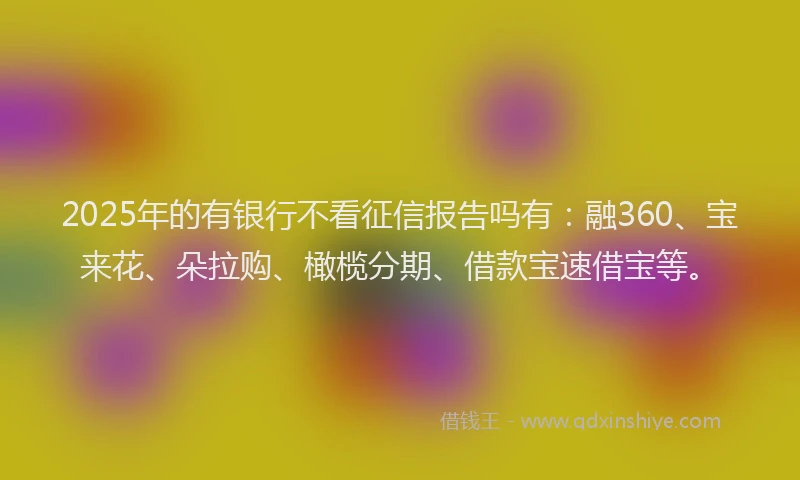 2025年的有银行不看征信报告吗有：融360、宝来花、朵拉购、橄榄分期、借款宝速借宝等。
