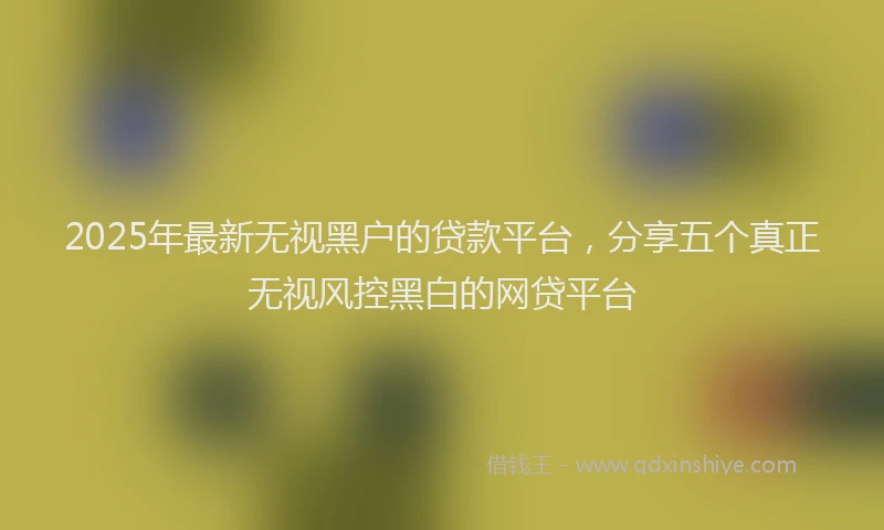 2025年最新无视黑户的贷款平台，分享五个真正无视风控黑白的网贷平台