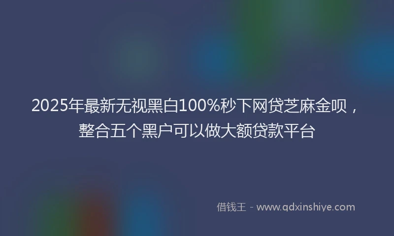 2025年最新无视黑白100%秒下网贷芝麻金呗，整合五个黑户可以做大额贷款平台