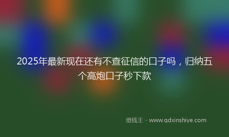 2025年最新现在还有不查征信的口子吗，归纳五个高炮口子秒下款