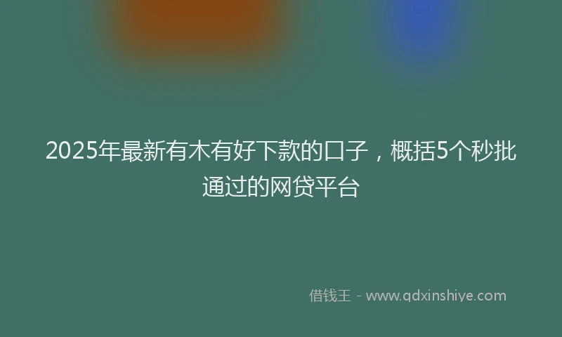 2025年最新有木有好下款的口子，概括5个秒批通过的网贷平台