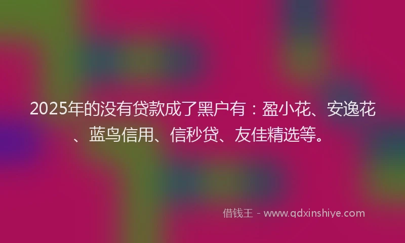 2025年的没有贷款成了黑户有：盈小花、安逸花、蓝鸟信用、信秒贷、友佳精选等。