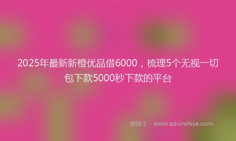 2025年最新新橙优品借6000，梳理5个无视一切包下款5000秒下款的平台