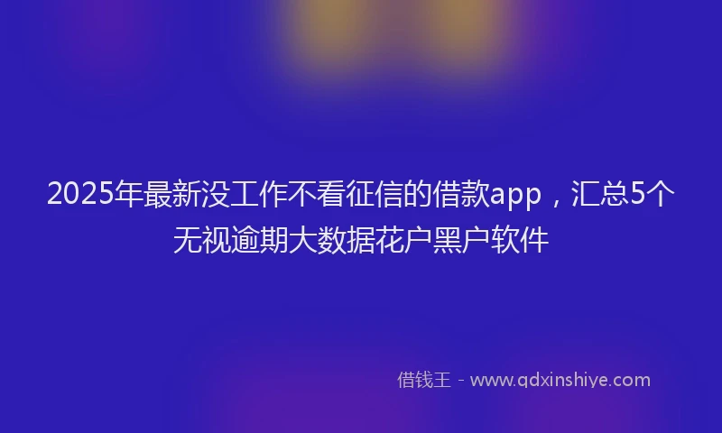 2025年最新没工作不看征信的借款app，汇总5个无视逾期大数据花户黑户软件