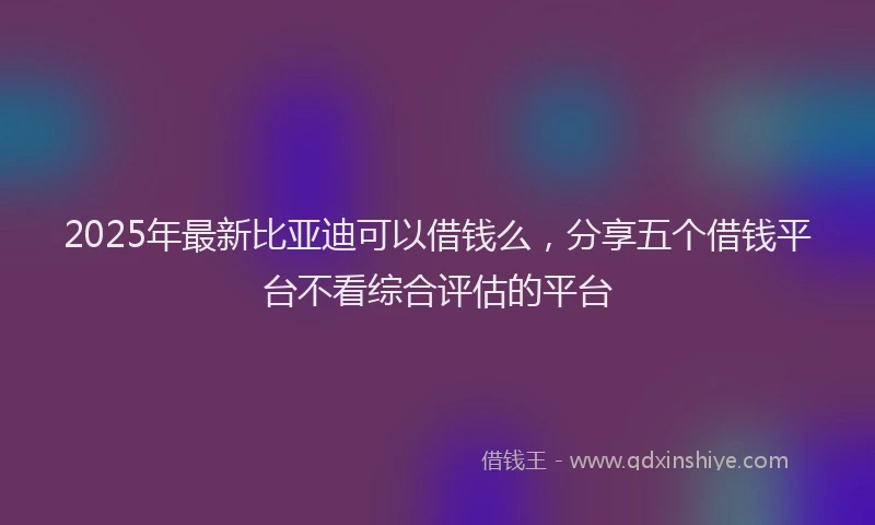 2025年最新比亚迪可以借钱么，分享五个借钱平台不看综合评估的平台