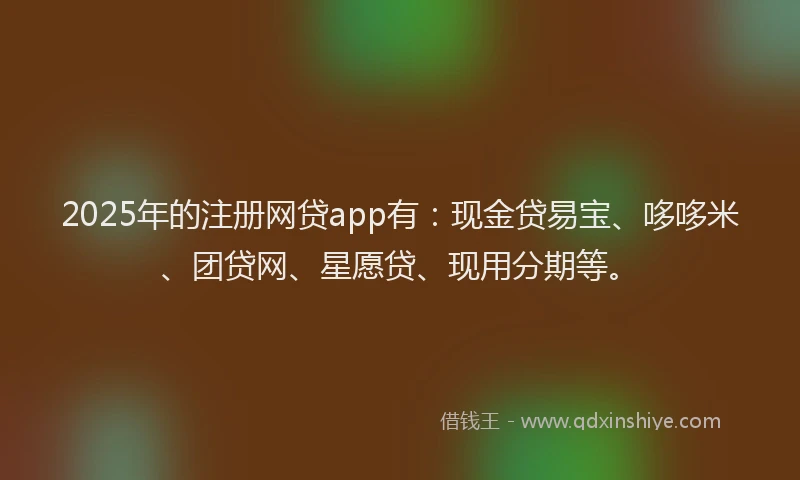 2025年的注册网贷app有：现金贷易宝、哆哆米、团贷网、星愿贷、现用分期等。