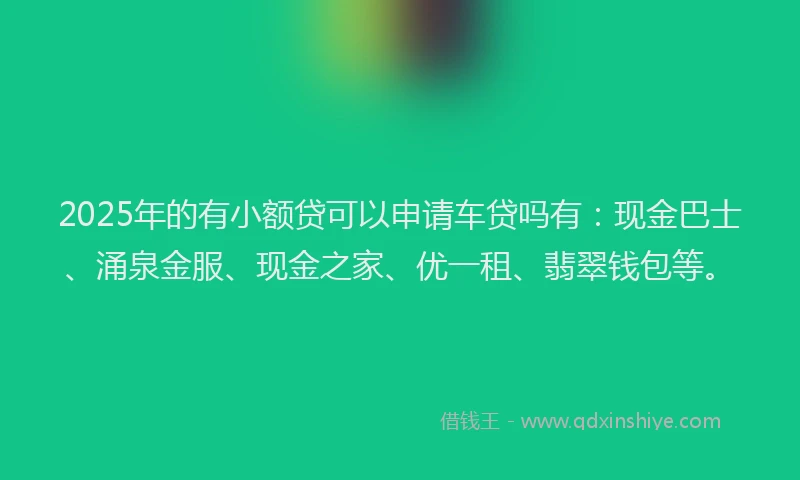 2025年的有小额贷可以申请车贷吗有：现金巴士、涌泉金服、现金之家、优一租、翡翠钱包等。