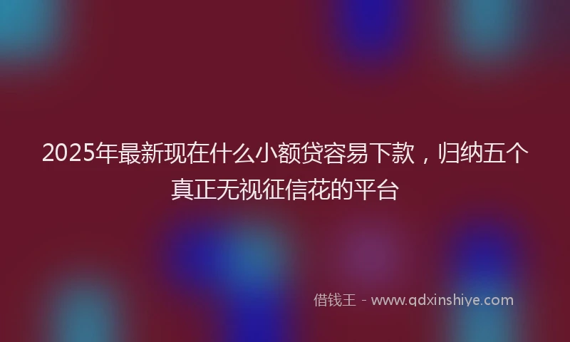 2025年最新现在什么小额贷容易下款，归纳五个真正无视征信花的平台