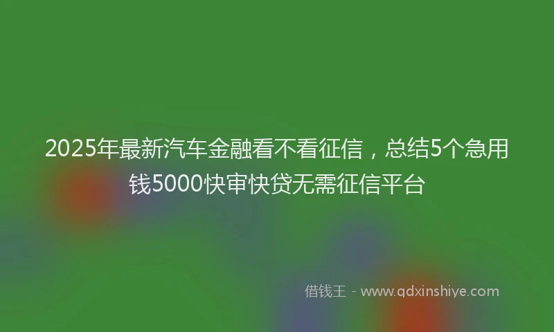 2025年最新汽车金融看不看征信，总结5个急用钱5000快审快贷无需征信平台