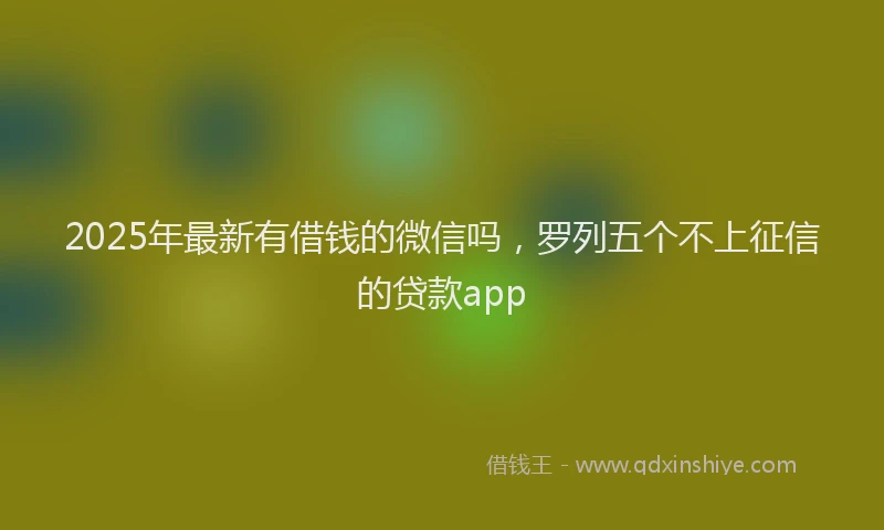 2025年最新有借钱的微信吗，罗列五个不上征信的贷款app