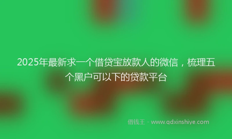 2025年最新求一个借贷宝放款人的微信，梳理五个黑户可以下的贷款平台