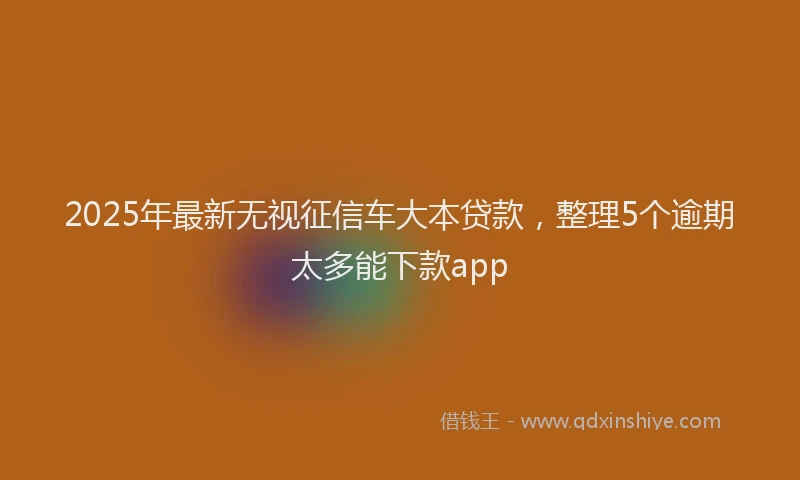 2025年最新无视征信车大本贷款，整理5个逾期太多能下款app