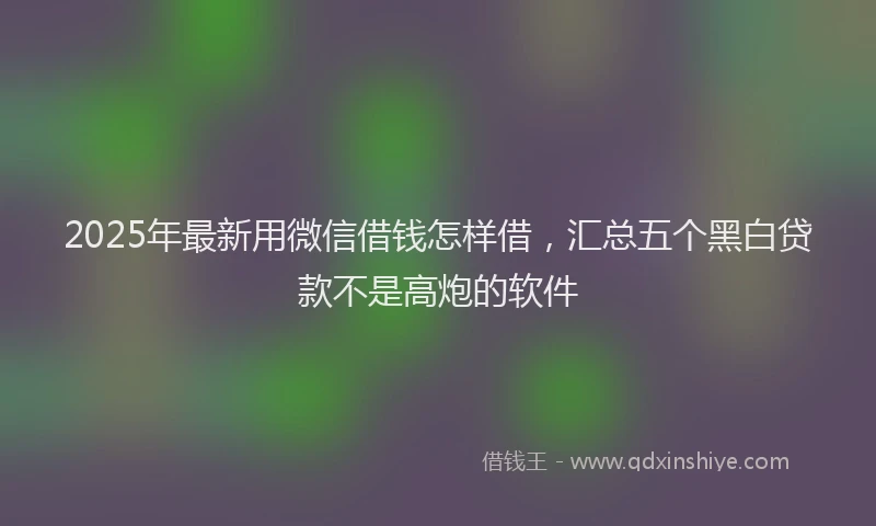 2025年最新用微信借钱怎样借，汇总五个黑白贷款不是高炮的软件