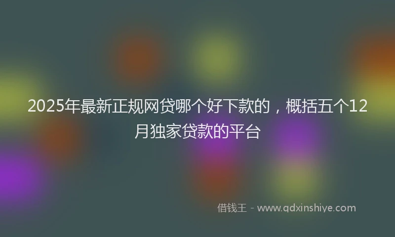2025年最新正规网贷哪个好下款的，概括五个12月独家贷款的平台