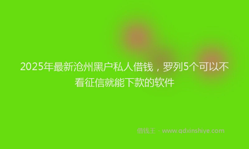 2025年最新沧州黑户私人借钱，罗列5个可以不看征信就能下款的软件