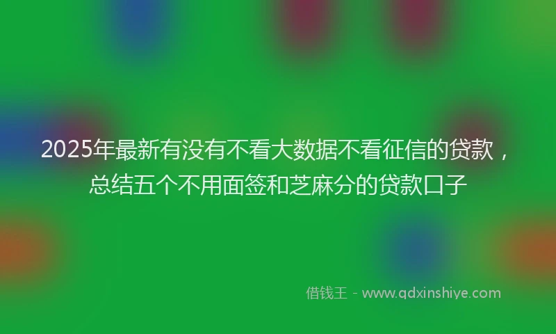 2025年最新有没有不看大数据不看征信的贷款，总结五个不用面签和芝麻分的贷款口子