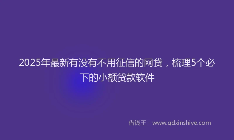 2025年最新有没有不用征信的网贷，梳理5个必下的小额贷款软件