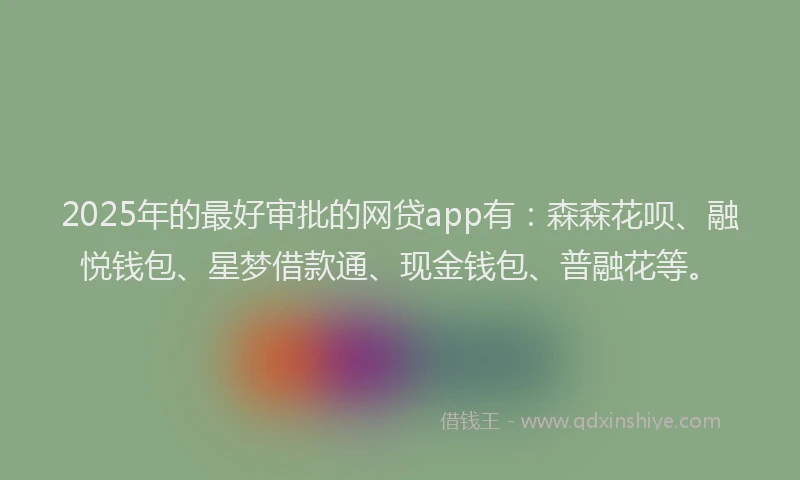 2025年的最好审批的网贷app有：森森花呗、融悦钱包、星梦借款通、现金钱包、普融花等。
