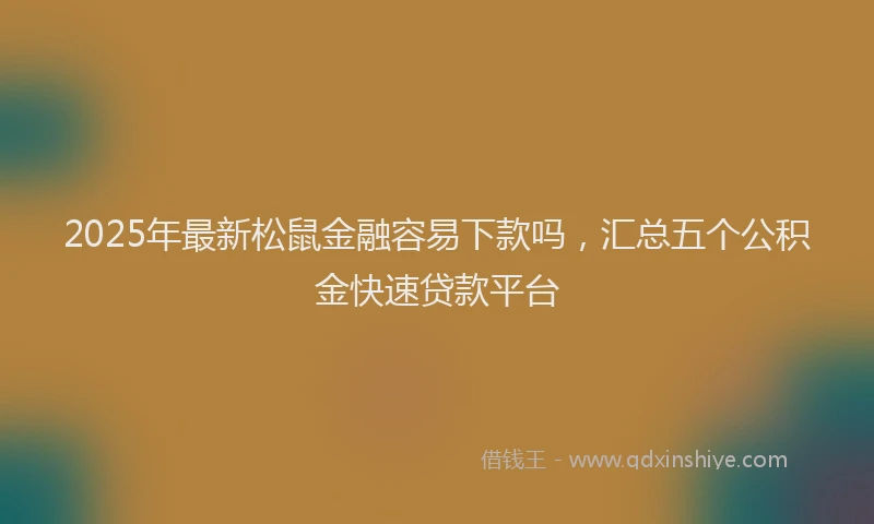 2025年最新松鼠金融容易下款吗，汇总五个公积金快速贷款平台