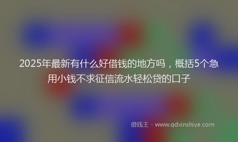 2025年最新有什么好借钱的地方吗，概括5个急用小钱不求征信流水轻松贷的口子