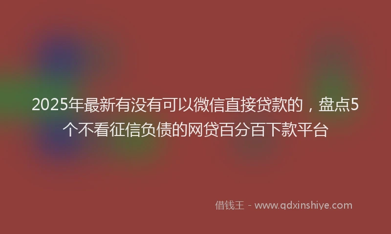 2025年最新有没有可以微信直接贷款的，盘点5个不看征信负债的网贷百分百下款平台