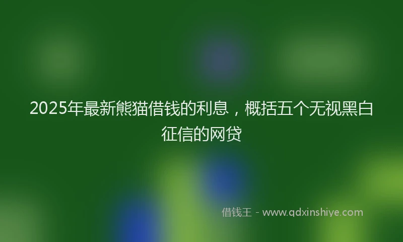 2025年最新熊猫借钱的利息，概括五个无视黑白征信的网贷