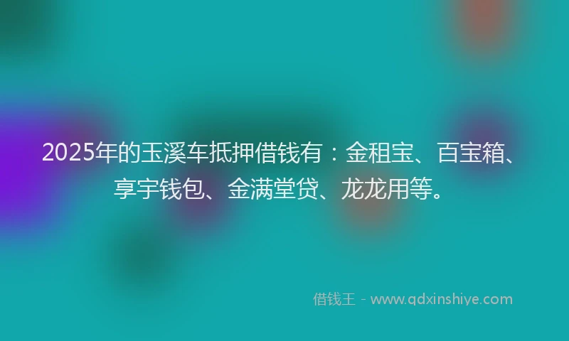 2025年的玉溪车抵押借钱有：金租宝、百宝箱、享宇钱包、金满堂贷、龙龙用等。