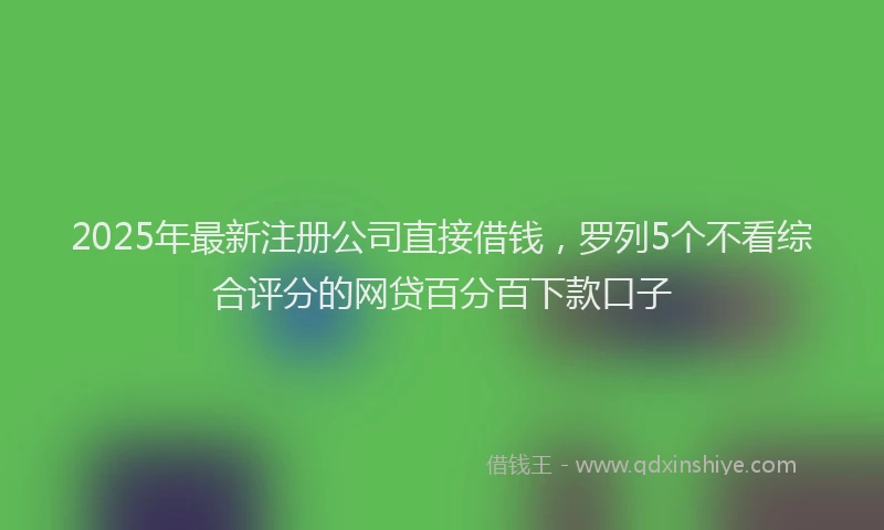 2025年最新注册公司直接借钱，罗列5个不看综合评分的网贷百分百下款口子