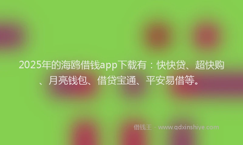 2025年的海鸥借钱app下载有：快快贷、超快购、月亮钱包、借贷宝通、平安易借等。
