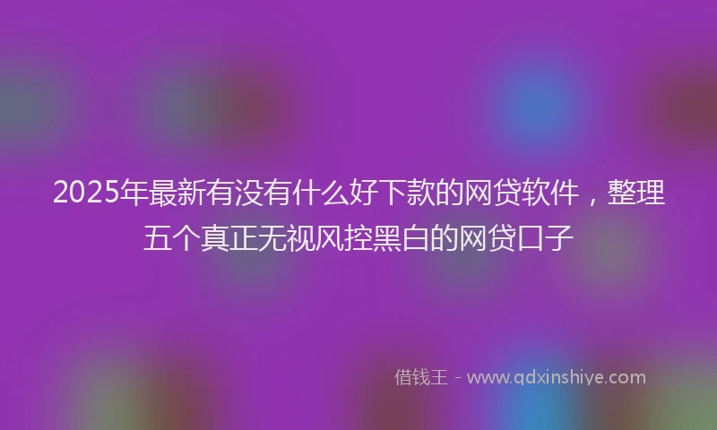 2025年最新有没有什么好下款的网贷软件，整理五个真正无视风控黑白的网贷口子